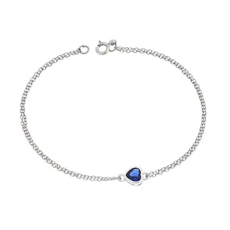 Βραχιόλι Senza Silver 925, καρδιά με μπλε ζιργκόν