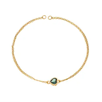 Βραχιόλι Senza Silver 925 Gold Plated, καρδιά με πράσινο ζιργκόν