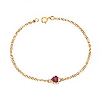 Βραχιόλι Senza Silver 925 Gold Plated, καρδιά με κόκκινο ζιργκόν
