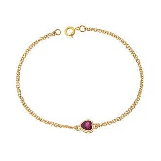 Βραχιόλι Senza Silver 925 Gold Plated, καρδιά με κόκκινο ζιργκόν