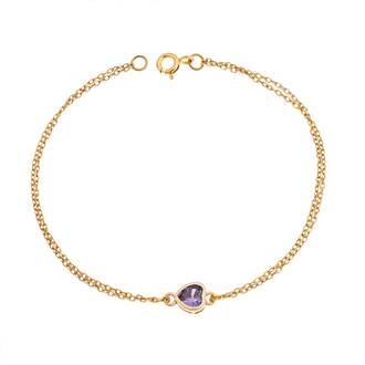 Βραχιόλι Senza Silver 925 Gold Plated, καρδιά με μωβ ζιργκόν
