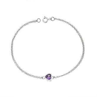 Βραχιόλι Senza Silver 925, καρδιά με μωβ ζιργκόν