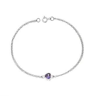 Βραχιόλι Senza Silver 925, καρδιά με μωβ ζιργκόν
