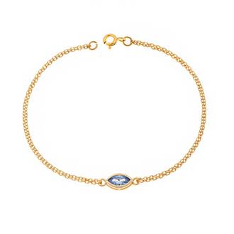 Βραχιόλι Senza Silver 925 Gold Plated, φύλλο με aquamarine ζιργκόν