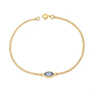 Βραχιόλι Senza Silver 925 Gold Plated, φύλλο με aquamarine ζιργκόν