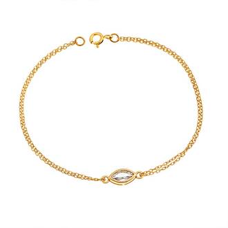 Βραχιόλι Senza Silver 925 Gold Plated, φύλλο με διάφανο ζιργκόν