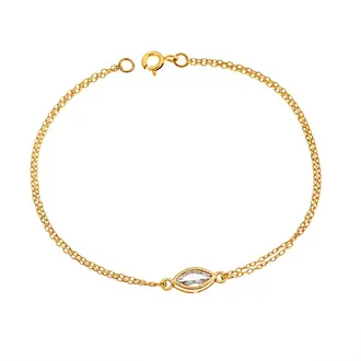 Βραχιόλι Senza Silver 925 Gold Plated, φύλλο με διάφανο ζιργκόν