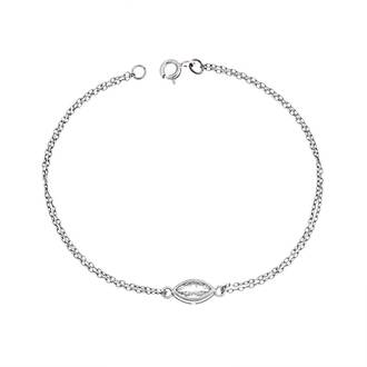 Βραχιόλι Senza Silver 925, φύλλο με διάφανο ζιργκόν