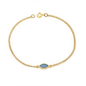 Βραχιόλι Senza Silver 925 Gold Plated, φύλλο με τυρκουάζ ζιργκόν
