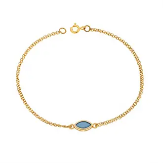 Βραχιόλι Senza Silver 925 Gold Plated, φύλλο με τυρκουάζ ζιργκόν