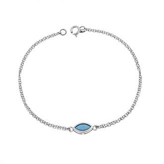 Βραχιόλι Senza Silver 925, φύλλο με τυρκουάζ ζιργκόν