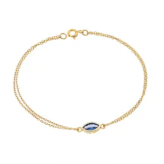 Βραχιόλι Senza Silver 925 Gold Plated, φύλλο με γαλάζιο ζιργκόν