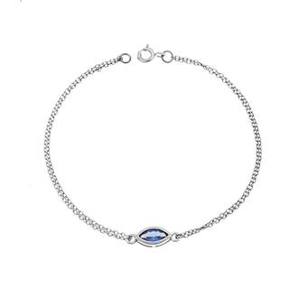 Βραχιόλι Senza Silver 925, φύλλο με γαλάζιο ζιργκόν