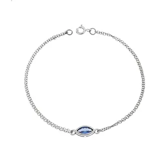 Βραχιόλι Senza Silver 925, φύλλο με γαλάζιο ζιργκόν