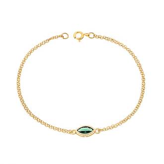 Βραχιόλι Senza Silver 925 Gold Plated, φύλλο με πράσινο ζιργκόν