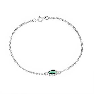 Βραχιόλι Senza Silver 925, φύλλο με πράσινο ζιργκόν