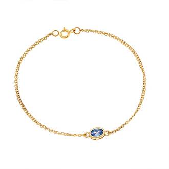Βραχιόλι Senza Silver 925 Gold Plated, οβάλ με aquamarine ζιργκόν