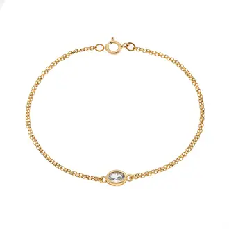 Βραχιόλι Senza Silver 925 Gold Plated, οβάλ με διάφανο ζιργκόν