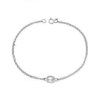 Βραχιόλι Senza Silver 925, οβάλ με διάφανο ζιργκόν