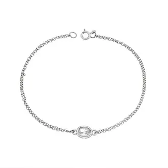 Βραχιόλι Senza Silver 925, οβάλ με διάφανο ζιργκόν