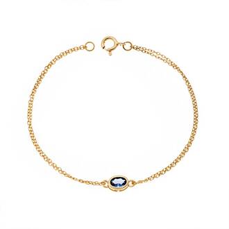 Βραχιόλι Senza Silver 925 Gold Plated, οβάλ με γαλάζιο ζιργκόν