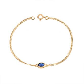 Βραχιόλι Senza Silver 925 Gold Plated, οβάλ με μπλε ζιργκόν