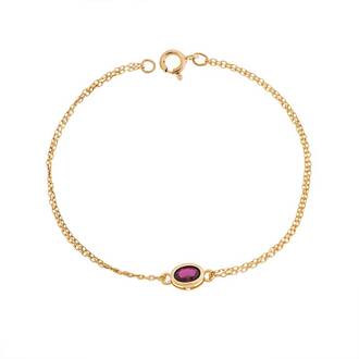 Βραχιόλι Senza Silver 925 Gold Plated, οβάλ με κόκκινο ζιργκόν