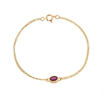 Βραχιόλι Senza Silver 925 Gold Plated, οβάλ με κόκκινο ζιργκόν