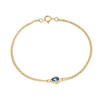 Βραχιόλι Senza Silver 925 Gold Plated, δάκρυ με aquamarine ζιργκόν