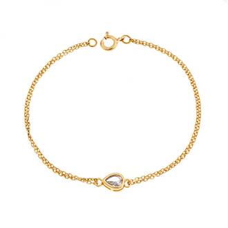 Βραχιόλι Senza Silver 925 Gold Plated, δάκρυ με διαφανές ζιργκόν