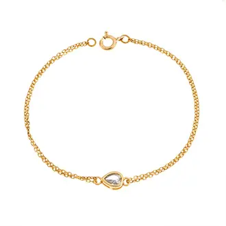 Βραχιόλι Senza Silver 925 Gold Plated, δάκρυ με διαφανές ζιργκόν