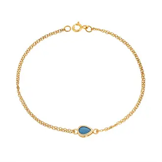 Βραχιόλι Senza Silver 925 Gold Plated, δάκρυ με τυρκουάζ ζιργκόν