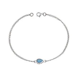 Βραχιόλι Senza Silver 925, δάκρυ με τυρκουάζ ζιργκόν