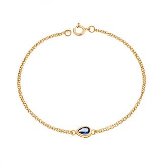 Βραχιόλι Senza Silver 925 Gold Plated, δάκρυ με γαλάζιο ζιργκόν