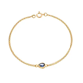 Βραχιόλι Senza Silver 925 Gold Plated, δάκρυ με γαλάζιο ζιργκόν