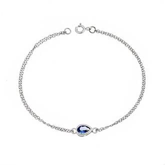 Βραχιόλι Senza Silver 925, δάκρυ με γαλάζιο ζιργκόν
