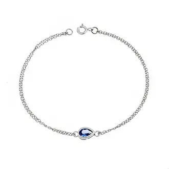Βραχιόλι Senza Silver 925, δάκρυ με γαλάζιο ζιργκόν