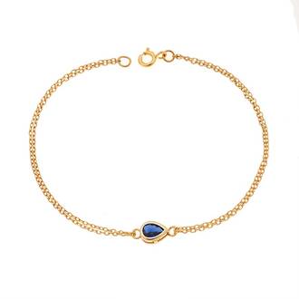 Βραχιόλι Senza Silver 925 Gold Plated, δάκρυ με μπλε ζιργκόν