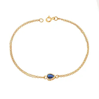 Βραχιόλι Senza Silver 925 Gold Plated, δάκρυ με μπλε ζιργκόν