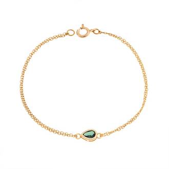 Βραχιόλι Senza Silver 925 Gold Plated, δάκρυ με πράσινο ζιργκόν