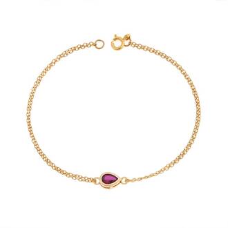 Βραχιόλι Senza Silver 925 Gold Plated, δάκρυ με κόκκινο ζιργκόν