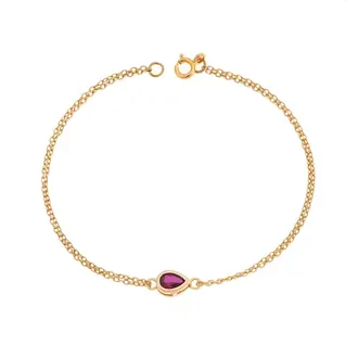 Βραχιόλι Senza Silver 925 Gold Plated, δάκρυ με κόκκινο ζιργκόν