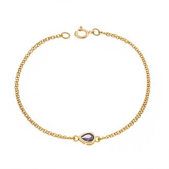 Βραχιόλι Senza Silver 925 Gold Plated, δάκρυ με μωβ ζιργκόν