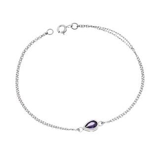 Βραχιόλι Senza Silver 925, δάκρυ με μωβ ζιργκόν