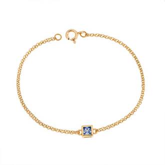 Βραχιόλι Senza Silver 925 Gold Plated, τετράγωνο με aquamarine ζιργκόν