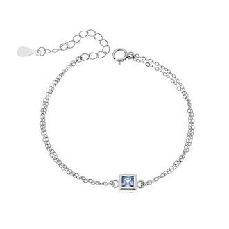 Βραχιόλι Senza Silver 925, τετράγωνο με aquamarine ζιργκόν