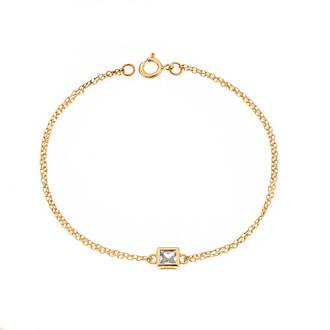 Βραχιόλι Senza Silver 925 Gold Plated, τετράγωνο με διαφανές ζιργκόν