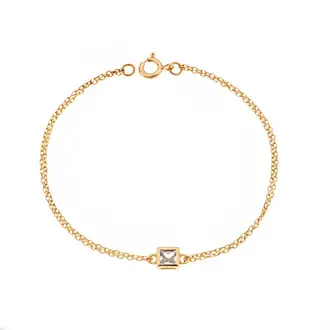 Βραχιόλι Senza Silver 925 Gold Plated, τετράγωνο με διαφανές ζιργκόν