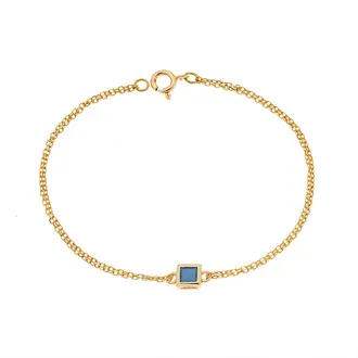Βραχιόλι Senza Silver 925 Gold Plated, τετράγωνο με τυρκουάζ ζιργκόν