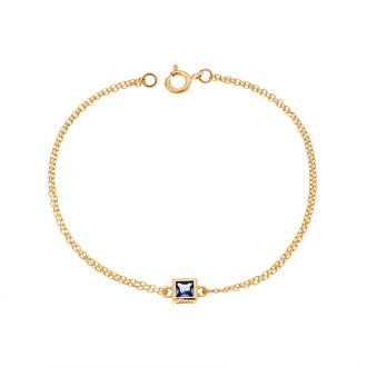 Βραχιόλι Senza Silver 925 Gold Plated, τετράγωνο με γαλάζιο ζιργκόν